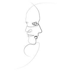 Abstract face one line