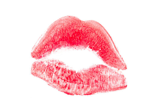 Lipstick kiss isolated on white background