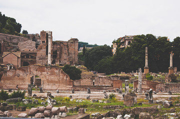 The Roman Forum is a forum in the center of ancient Rome. A popular tourist attraction in Rome. Travel to Italy