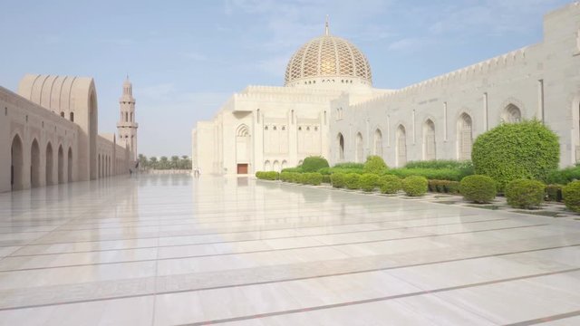 Courtyard of the Sultan Qaboos Grand Mosque in Muscat, Oman