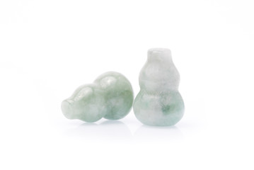 Natural jade mineral gem stone beads isolated on white background. © cloud7days