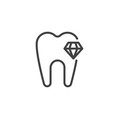 Diamond tooth outline icon. linear style sign for mobile concept and web design. Healthy tooth simple line vector icon. Dental care symbol, logo illustration. Pixel perfect vector graphics