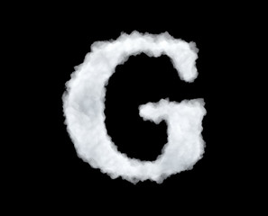 3d rendering of thick white cloud 'G' letter on black background