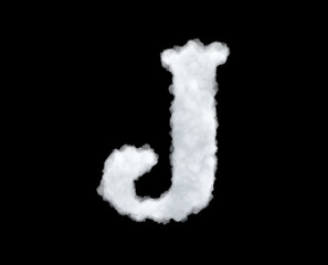3d rendering of a letter-J-shaped cloud isolated on black background.
