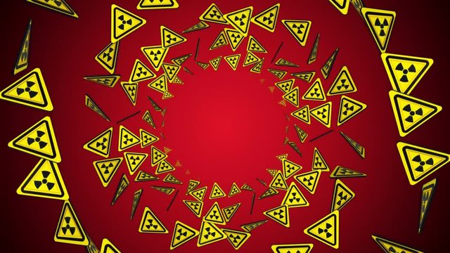 Nuclear, Radiation Hazard Danger Symbols Animation, Rendering, Background, Loop, 4k
