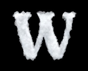 3d rendering of a letter-W-shaped cloud isolated on black background.