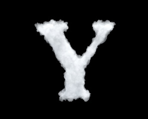 3d rendering of a letter-Y-shaped cloud isolated on black background.