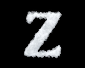 3d rendering of thick white cloud 'Z' letter on black background