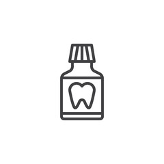 Tooth mouthwash outline icon. linear style sign for mobile concept and web design. Dental care simple line vector icon. Oral hygiene symbol, logo illustration. Pixel perfect vector graphics