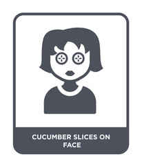 cucumber slices on face icon vector