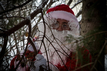 papa noël en forêt