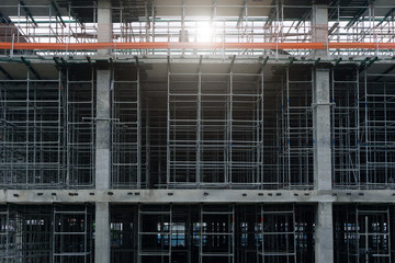Steel structure In the construction site is under construction
