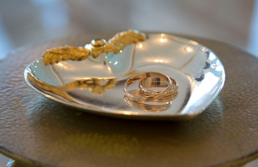 wedding rings on white background