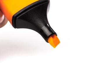 colour highlighter isolated over a white background, close up plan