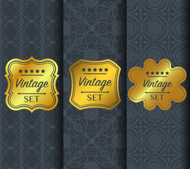 Golden vintage pattern on dark background