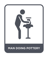 man doing pottery icon vector