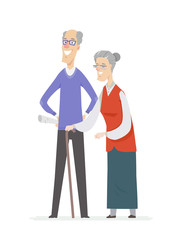 Happy senior couple - cartoon people characters isolated illustration