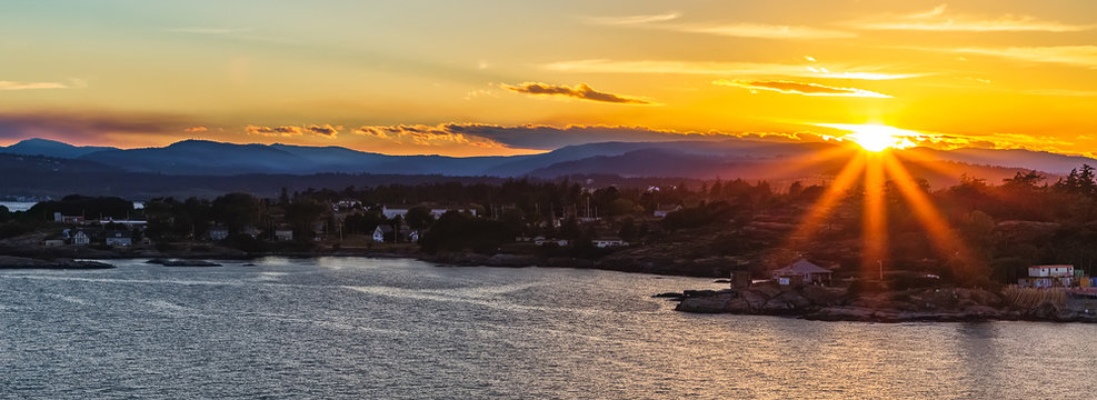 Sunset At The Harbor In Victoria, British Columbia, Canada