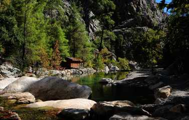 rough mountain river in the canyon