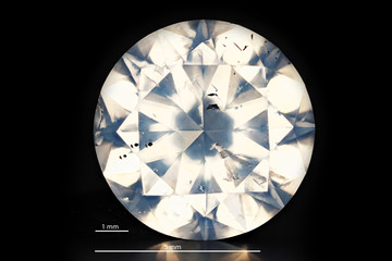 Fancy White Diamond, standing in clay. Milky White 1.08 ct 3x 1,8 most light edit scale