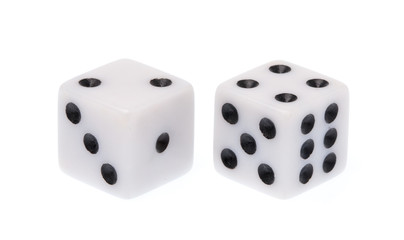 White dice isolated on a white background