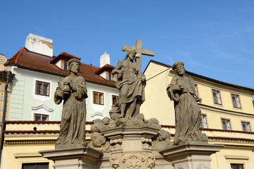 Statue of Holy Savior with Cosmas and Damian, Prague, Czech.
