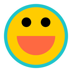 Fototapeta premium Happy smiling face emoticon icon in flat style. Yellow symbol on the white background created in 2D flat style. This design graphic element is saved as a vector illustration in the EPS file format