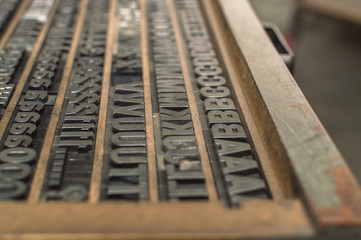 Old Typographic letters for industrial print, ancient typefaces
