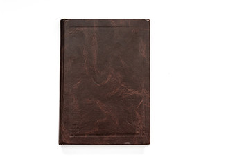 leather, vintage notebook, book on a white background.