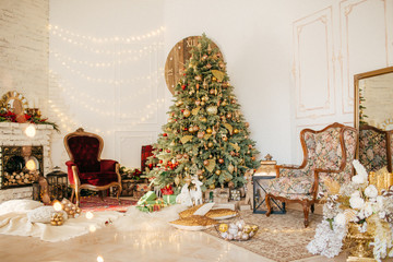 Christmas Decoration . Room with New Year's decor 