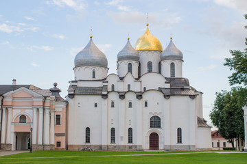 Fototapeta na wymiar Novgorod Cathedral in the centre White church