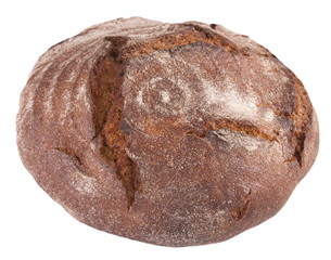 Rye bread with crispy crust isolated on a white background