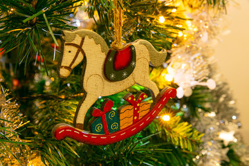 Albero di Natale luci cartolina sfondo Anno Nuovo