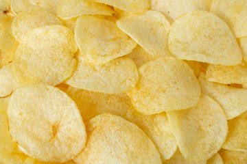crispy potato chips snack texture background top view