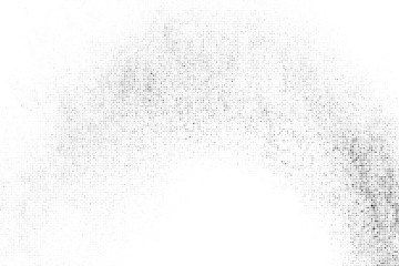 Black Halftone Texture On White Background. Modern Dotted Futuristic Backdrop. Fade Noise Overlay. Digitally Generated Image. Pop Art Style. Vector Illustration, Eps 10.
