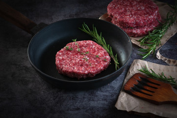 fresh meat beef. serving on a dark background	