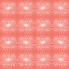 Peach and white vector seamless repeat pattern of abstract organic spiky burst-like shapes in a batik tribal style.