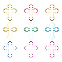 Obraz premium Christian church logo, Cross icon, color set