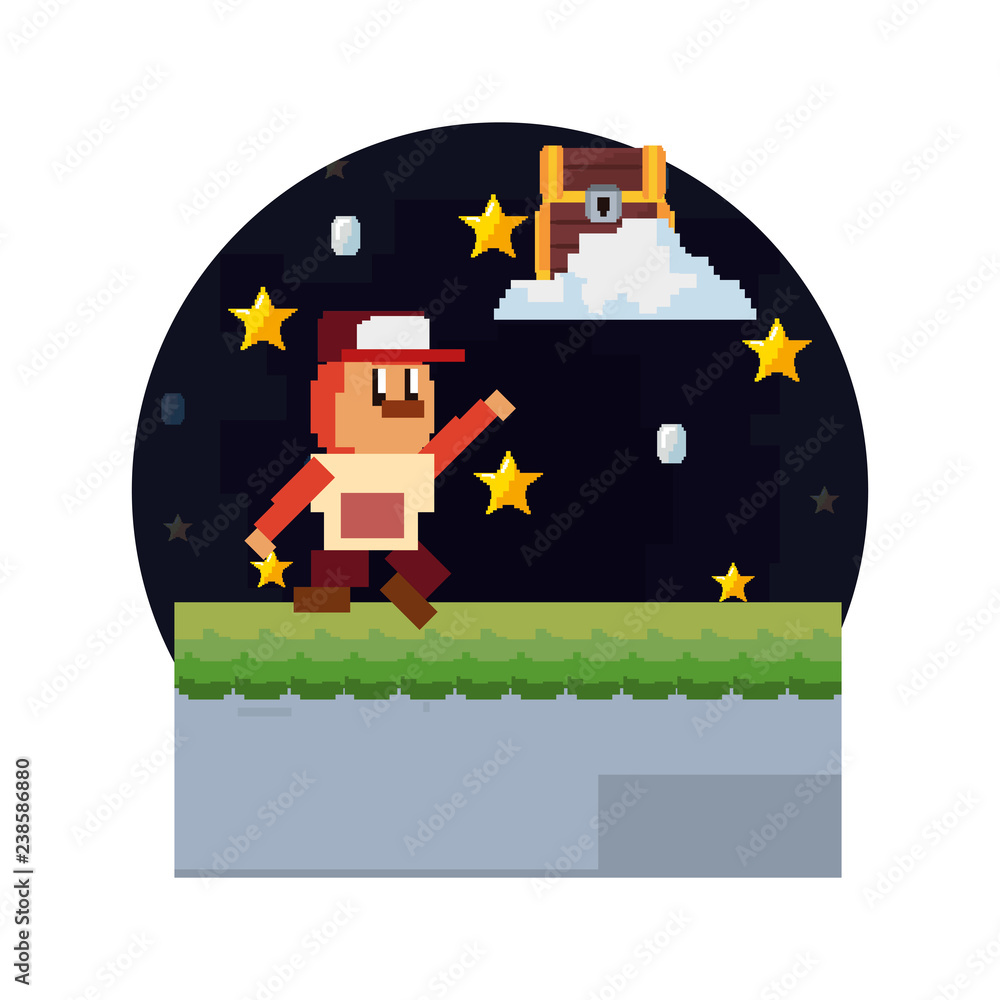 Wall mural pixel video game