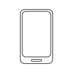 outlined smartphone on white background