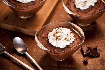 Chocolate Mousse With Whipped Cream