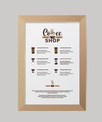 Template of paper street menu of coffee shop.