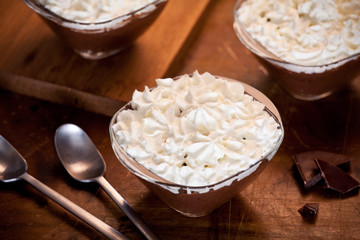 Homemade Chocolate Mousse With Whipped Cream