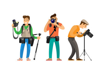 Photographer Freelance Men Taking Pictures, Vector