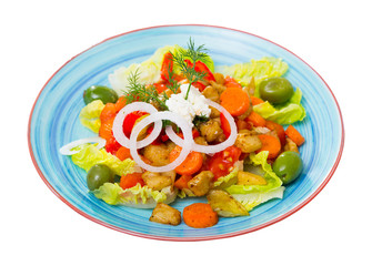 Tasty salad with baked vegetables