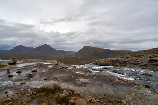 View from the edge of Loch Coire Mhic Fhearchair near Torridon, Wester Ross, Scotland