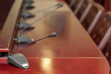 Desktop microphone in the conference room.