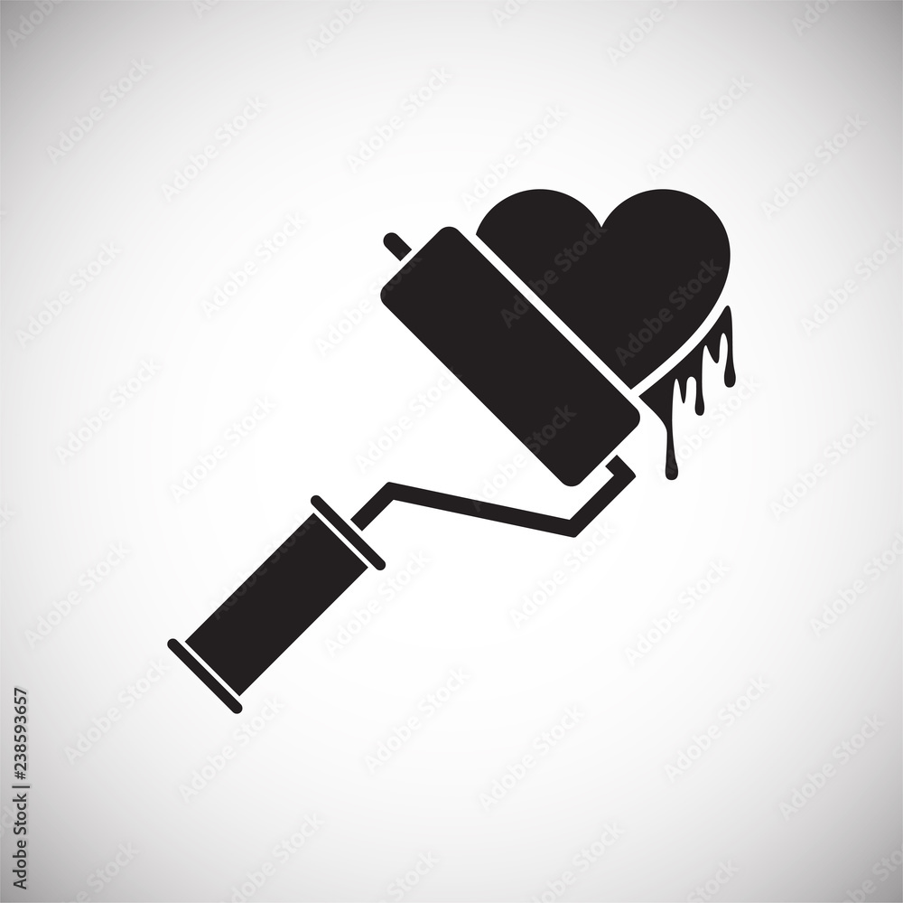 Poster Heart painting roll icon on white background for graphic and web design, Modern simple vector sign. Internet concept. Trendy symbol for website design web button or mobile app