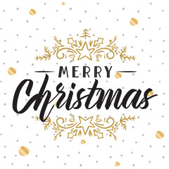 Merry Christmas. Typography. Vector logo, text design. Greeting card.