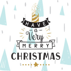 Merry Christmas. Typography. Vector logo, text design. Greeting card.